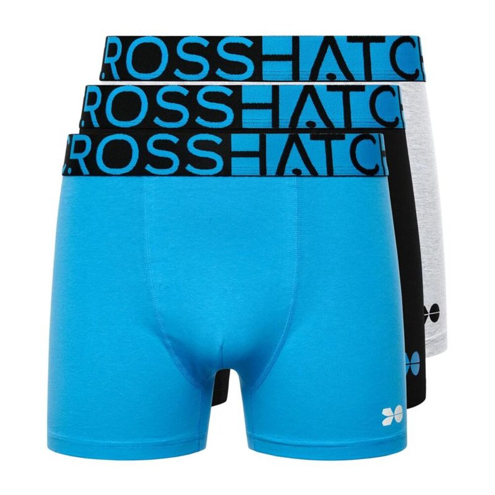 Crosshatch Mens Dumas Boxer Shorts (Pack of 3) / Malibu Blue